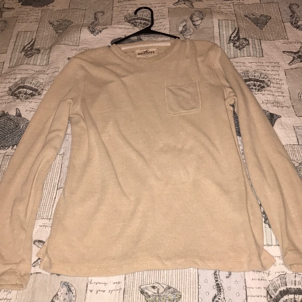 Hollister Long Sleeve Tee Yellow/Cream Small comfy